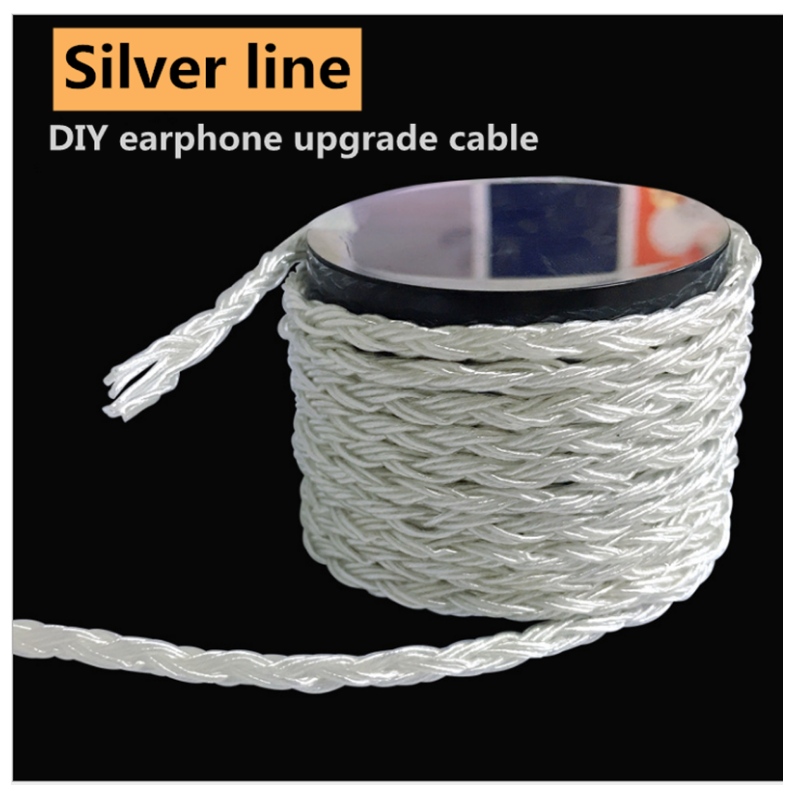 Dây bạc nguyên chất tùy chỉnh mới 10 sợi dệt dây bạc nguyên chất lõi dây tai nghe hi-fi DIY dây nâng cấp